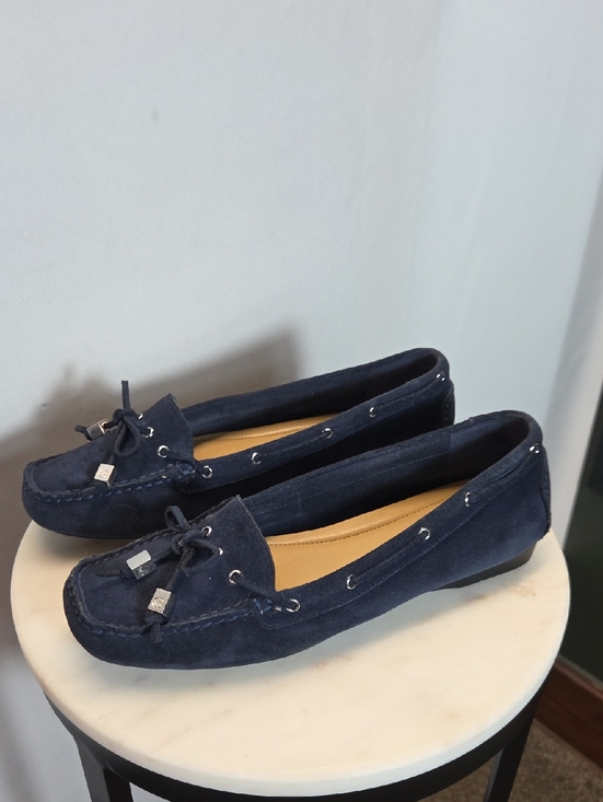 Michael Kors Shoes - Michael Kors Navy Suede Bow Moccasin Loafers Size 8